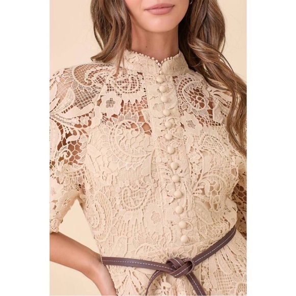 Zimmermann Waverly Lace Minidress in Cream Beige Size AU 2 / US 8 - Picture 6 of 13